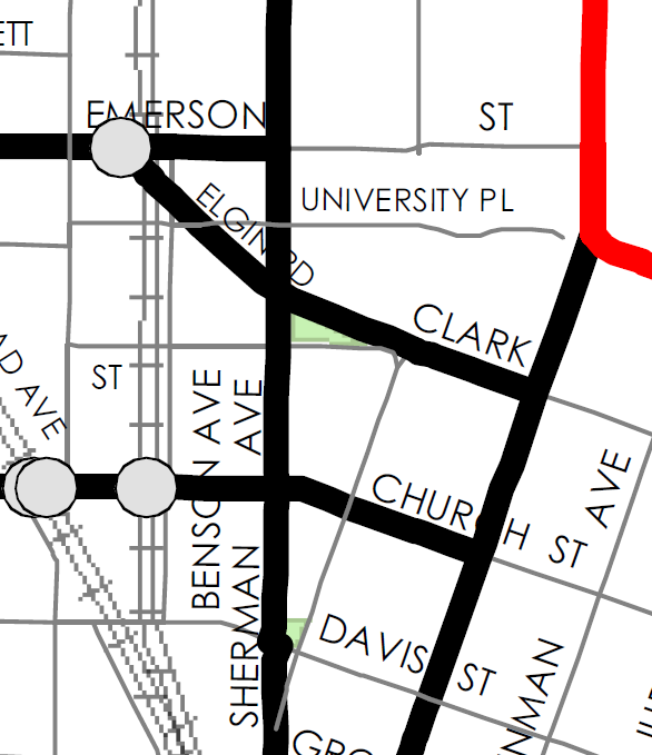 map of truck routes through downtown Evanston